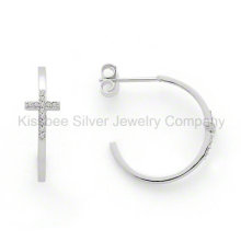 Forever Special Cross Brincos 925 Sterling Silver Jewelery Diamond Design (KE3007)